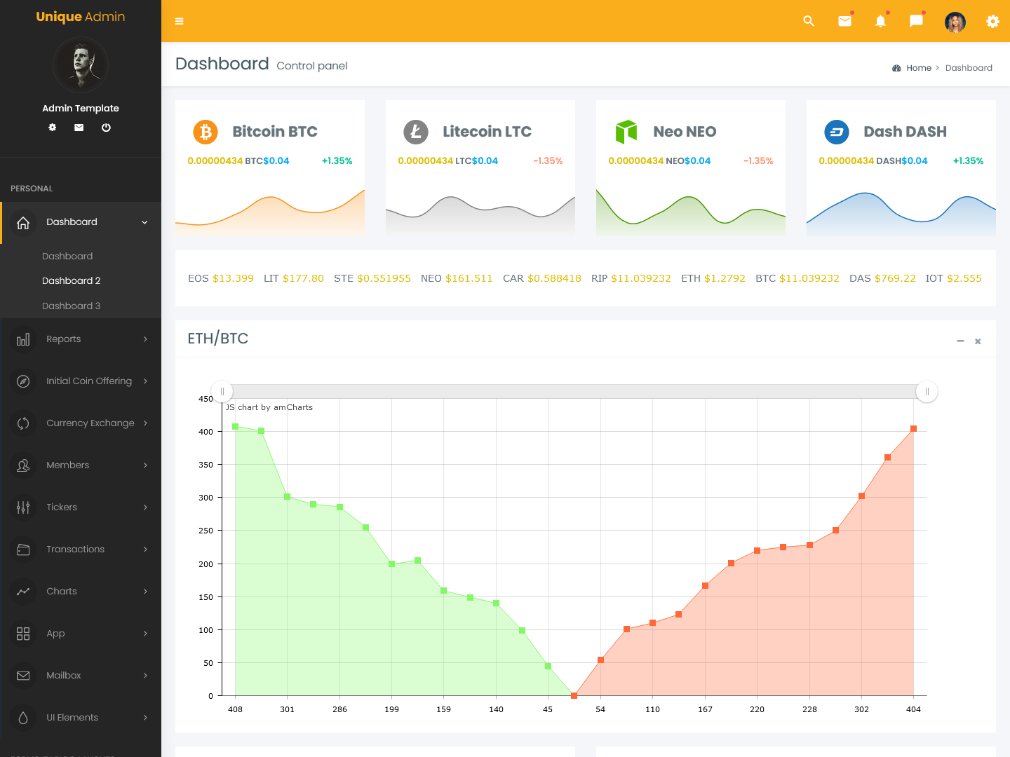 Cryptocurrency Admin Dashboard Template