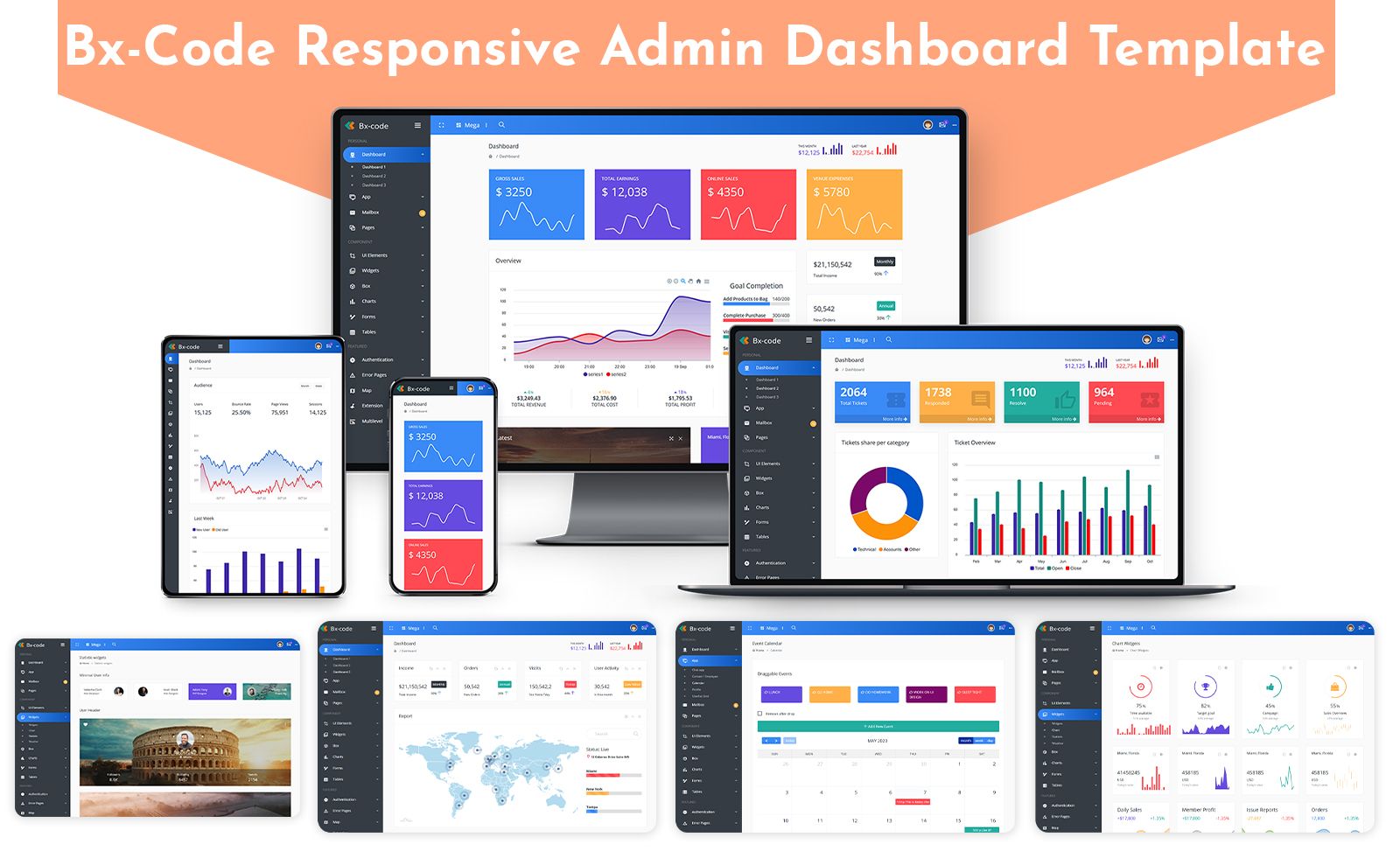 Responsive Bootstrap Admin Dashboard Template – Bx-Code