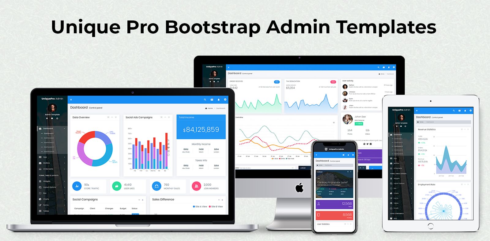 Bootstrap Admin Web App Template Dashboard UI Kit – Unique Pro