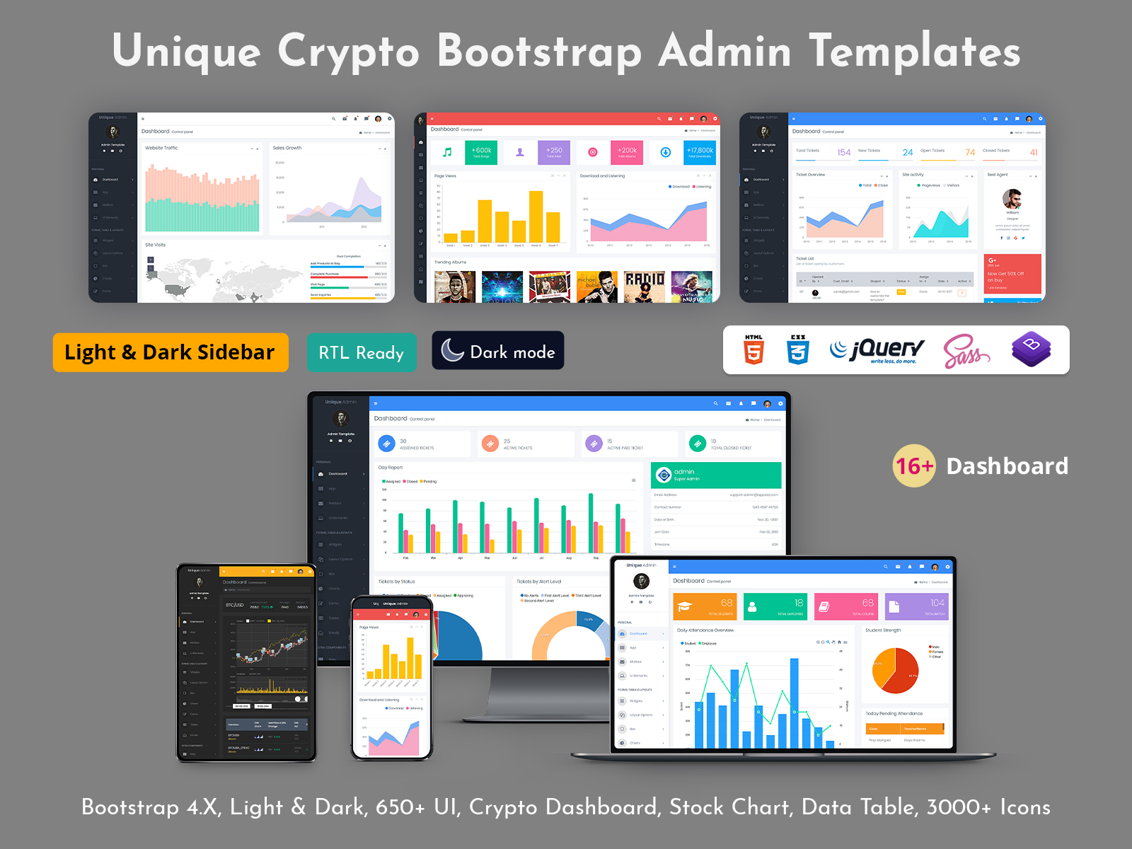 Unique - Crypto Bootstrap Admin Templates