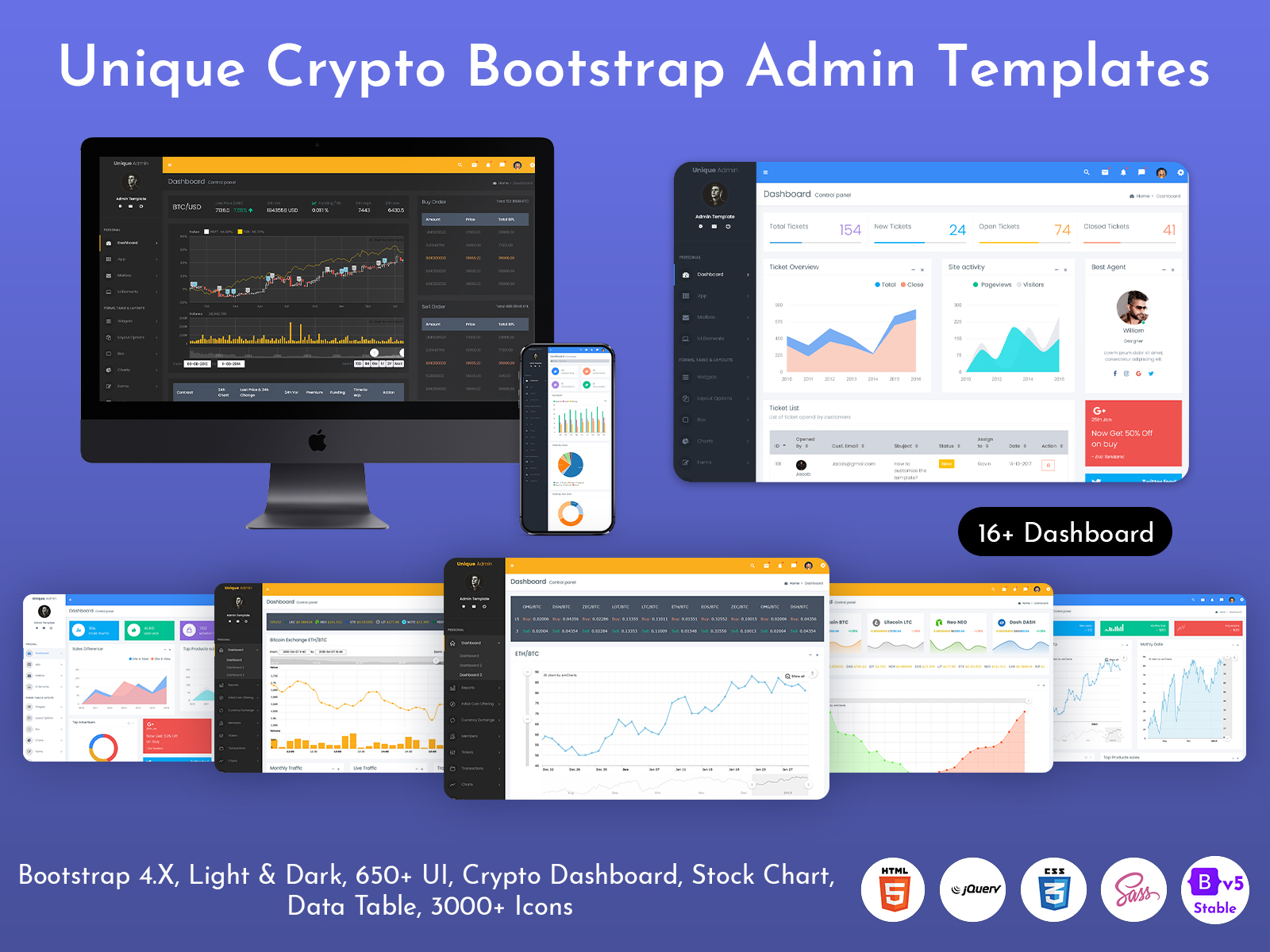 Crypto Admin Templates And Bootstrap UI Kit – Unique