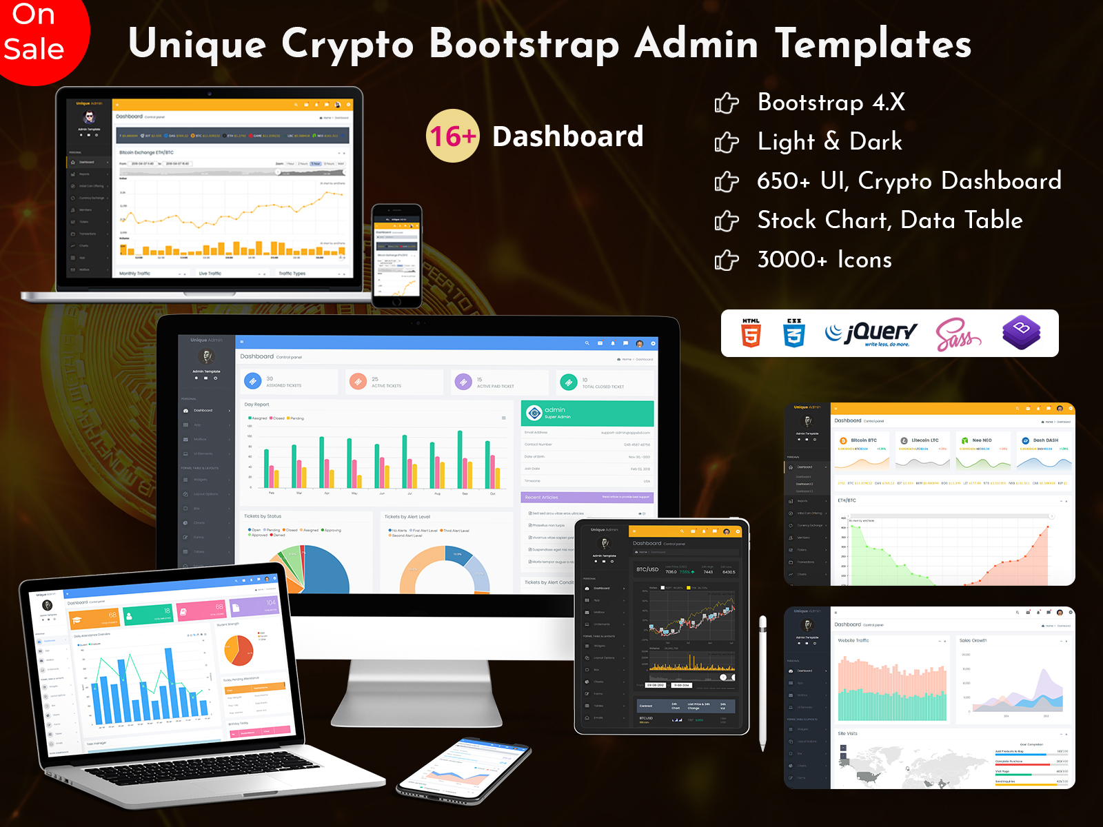 Cryptocurrency Admin Dashboard Template – Unique