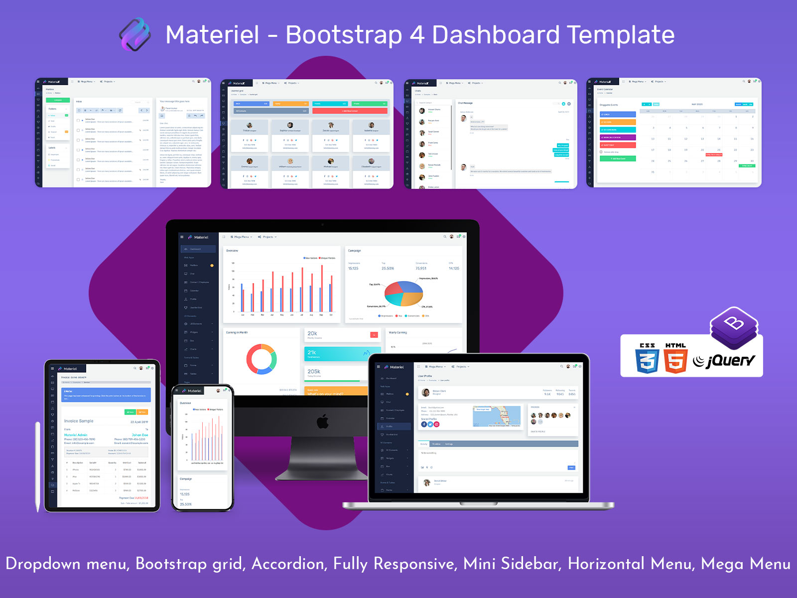 Responsive Admin Dashboard And Bootstrap Admin Web App – Material