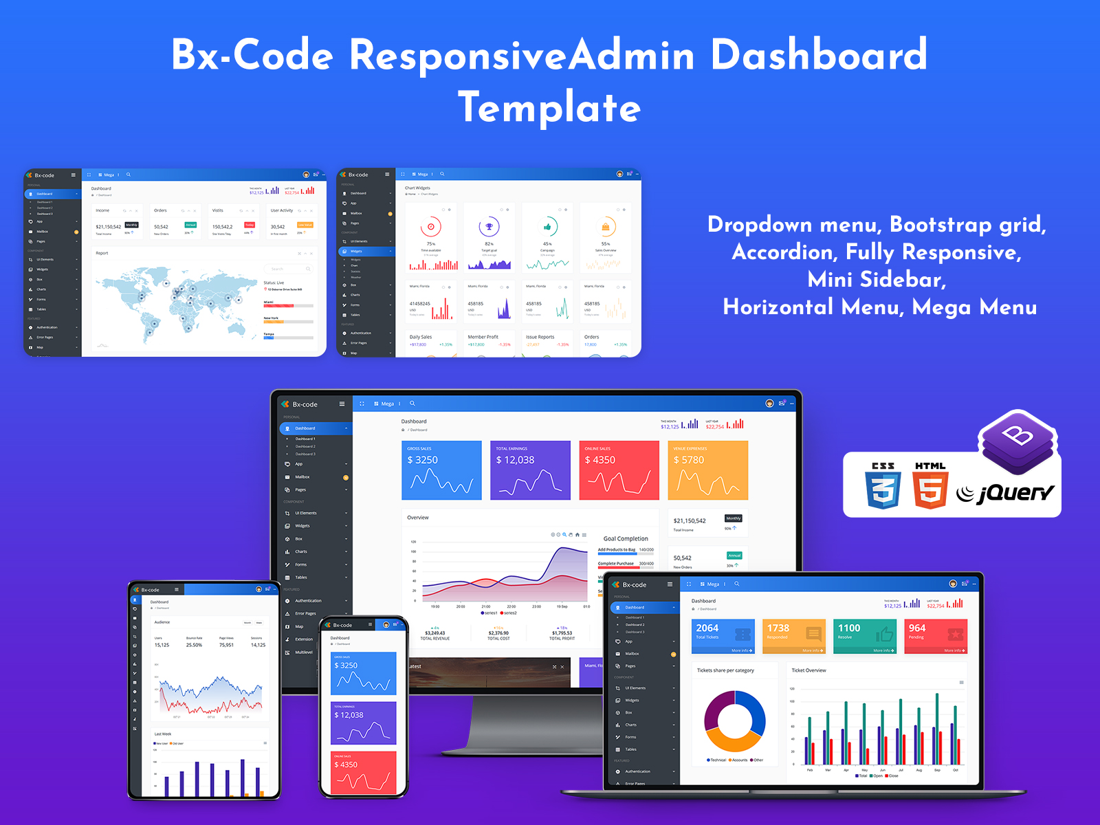 Responsive Bootstrap Admin Dashboard With Bootstrap UI Kit – Bx Code