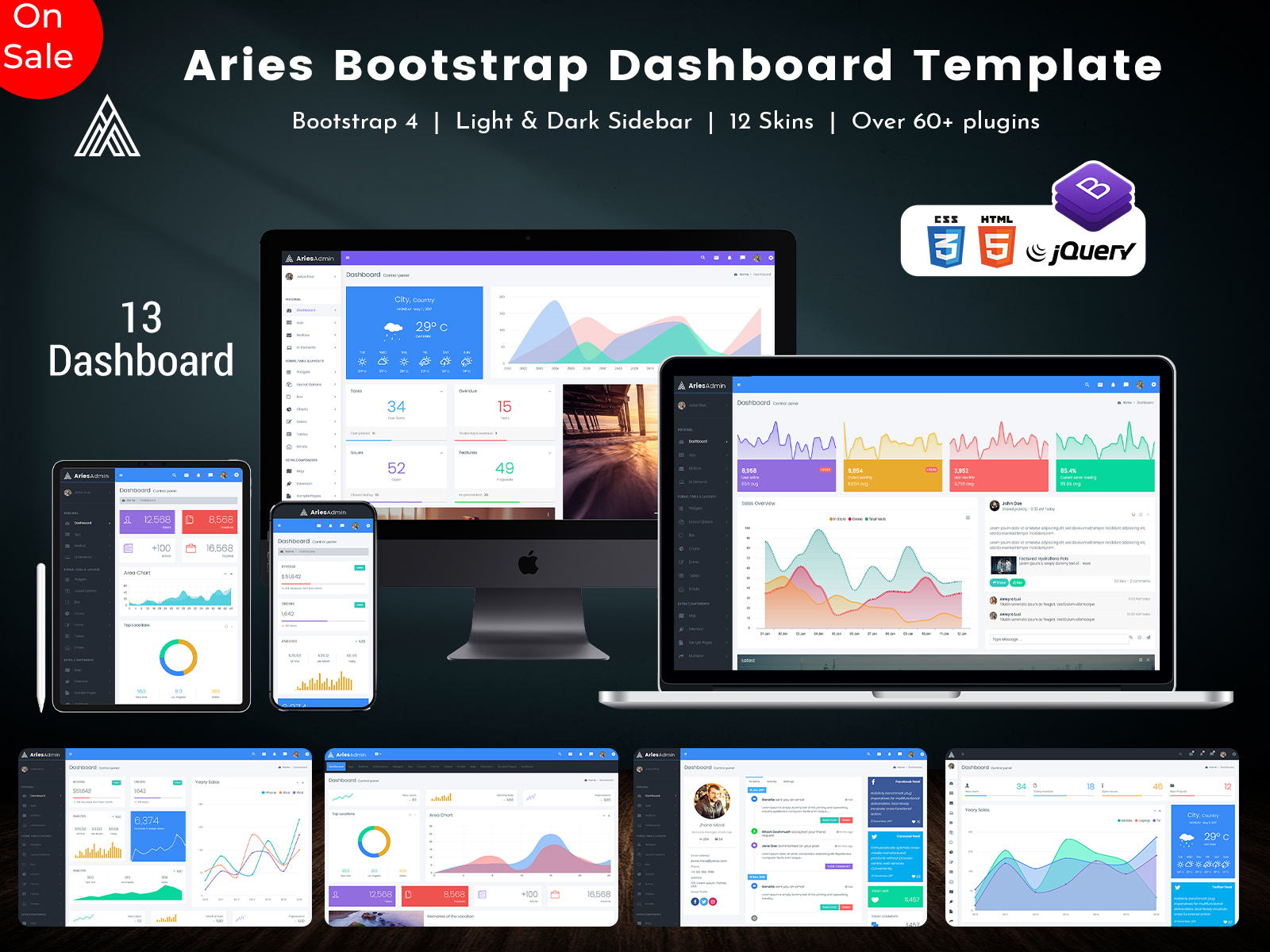 Aries – Responsive Web Application Kit With Analytical Dashboard