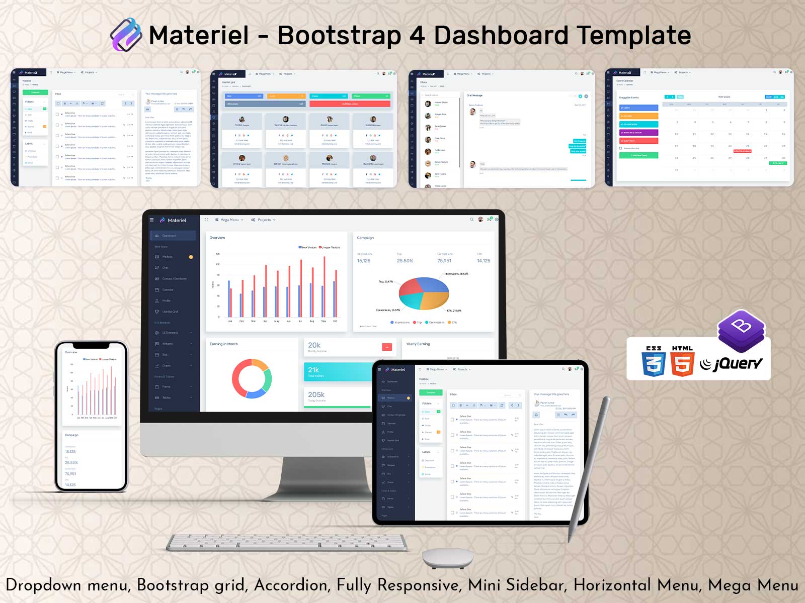 Responsive Admin Dashboard And Bootstrap UI Kit – Material