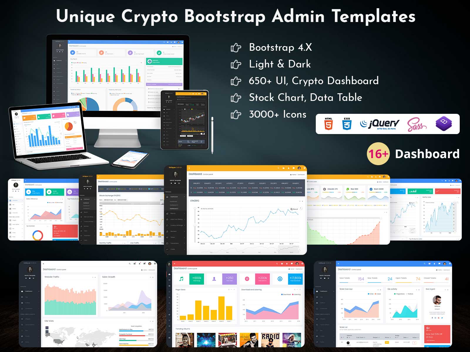 Cryptocurrency Admin Dashboard Template With Crypto UI Kit – Unique
