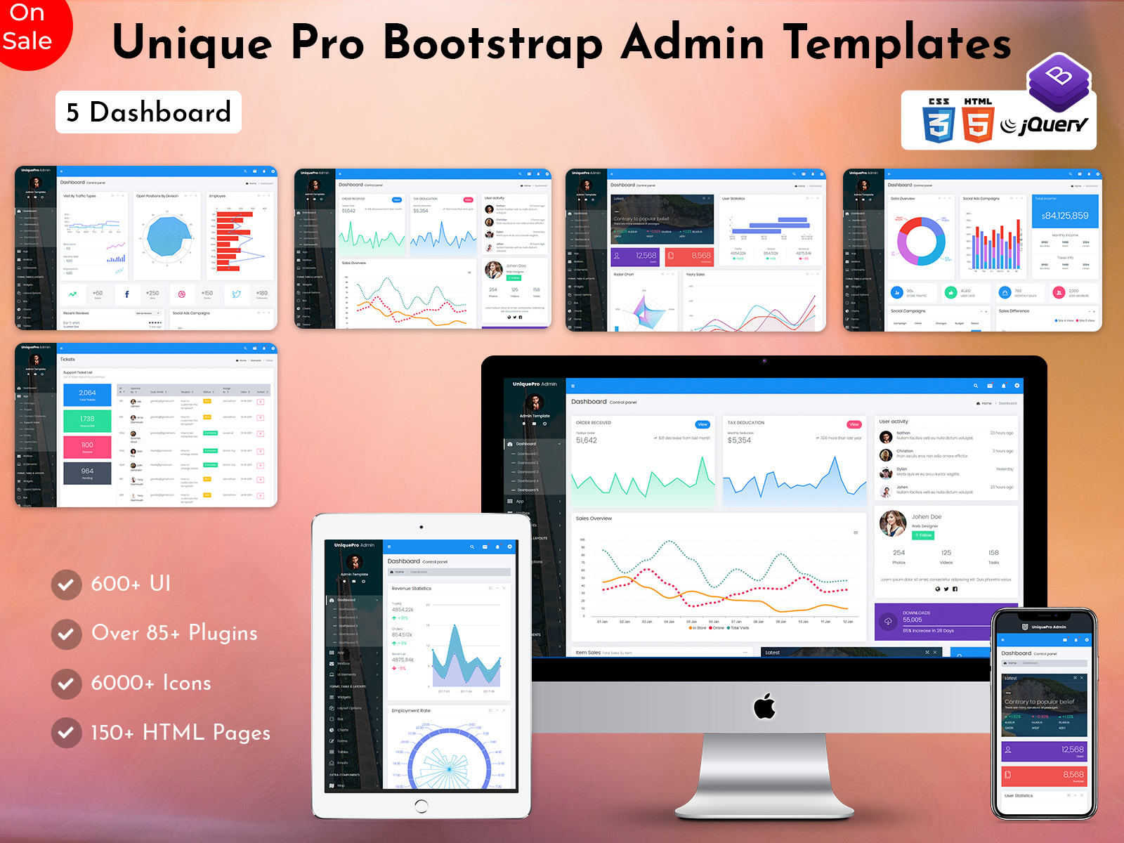 Unique Pro – Admin Dashboard Templates With Bootstrap UI Kit