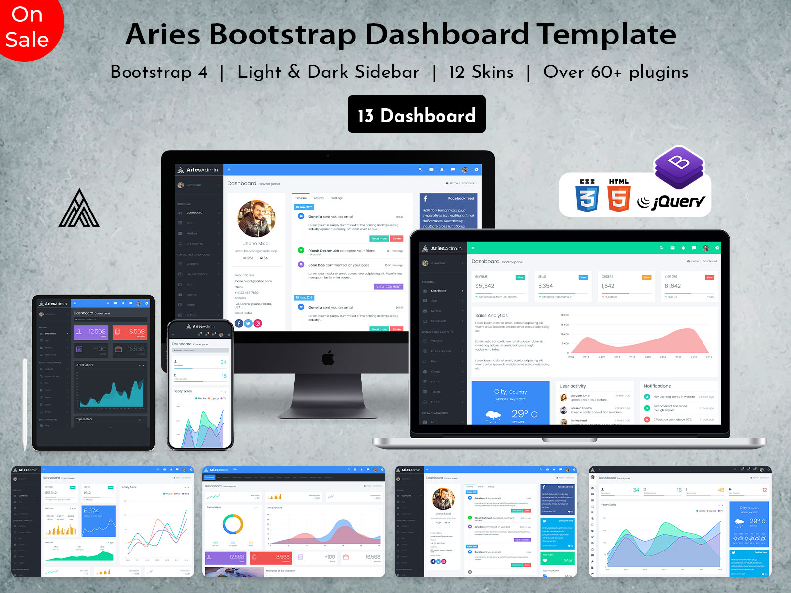 Aries – Responsive Admin Dashboard With Admin Templates