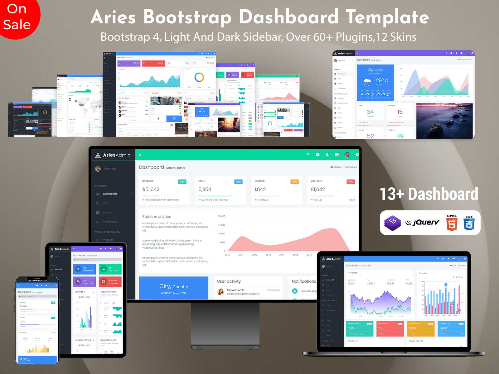 Aries – Dashboard Admin Templates With Dashboard UI Kit