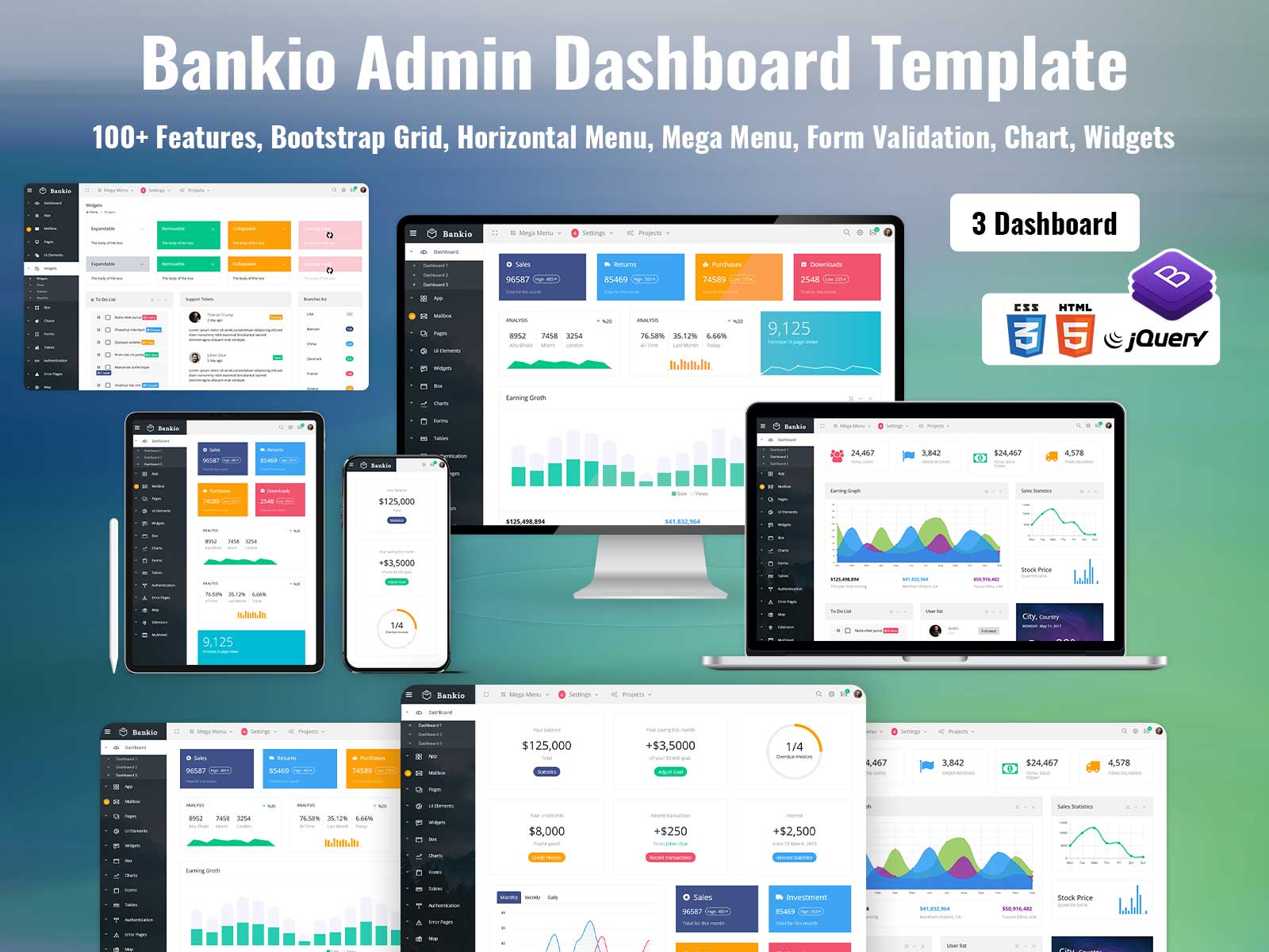 Bootstrap Admin Template & Analytical Dashboard – Bankio