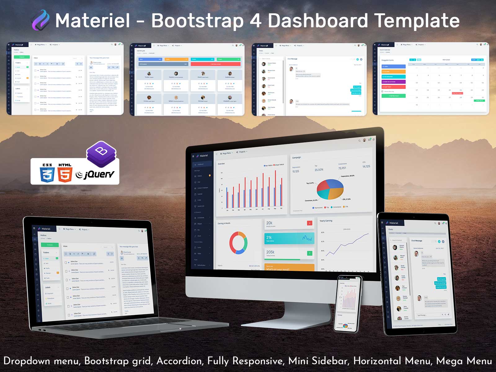 Materiel—Bootstrap 4 Dashboard Template