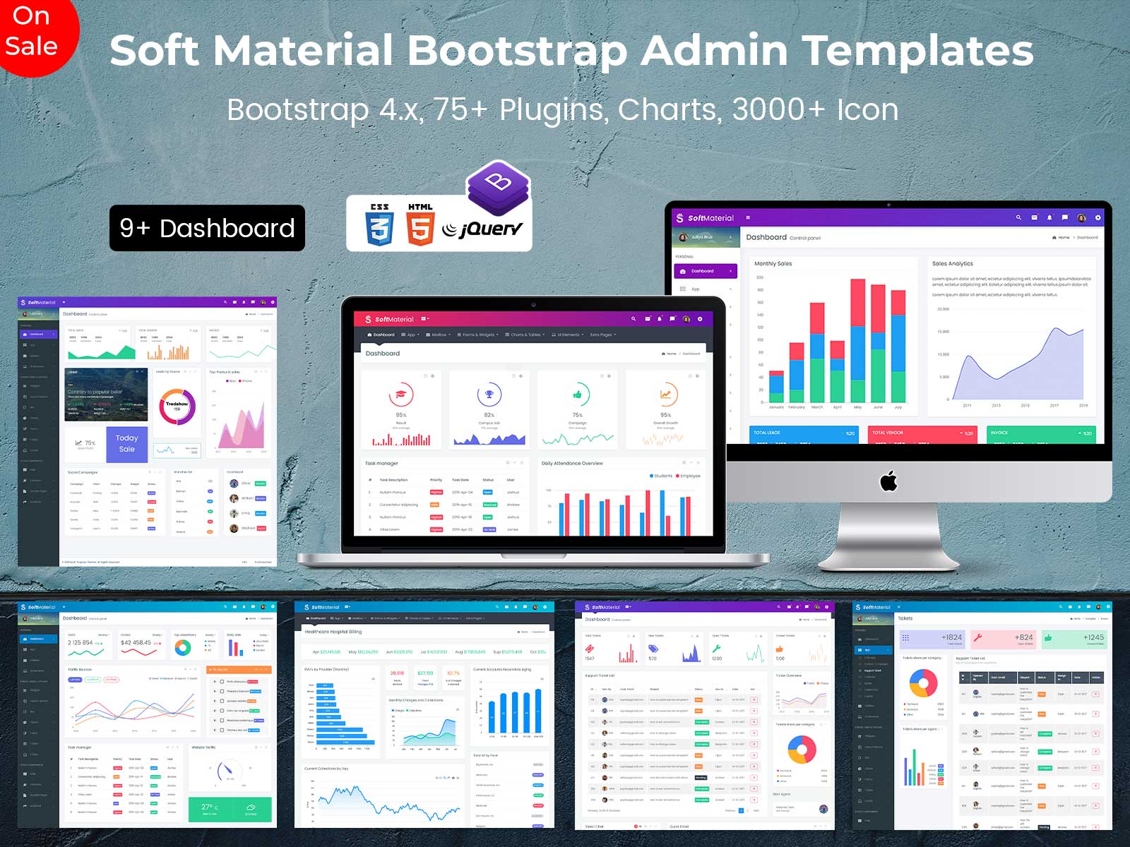 Soft Material – Admin Templates Bootstrap With Bootstrap UI Kit