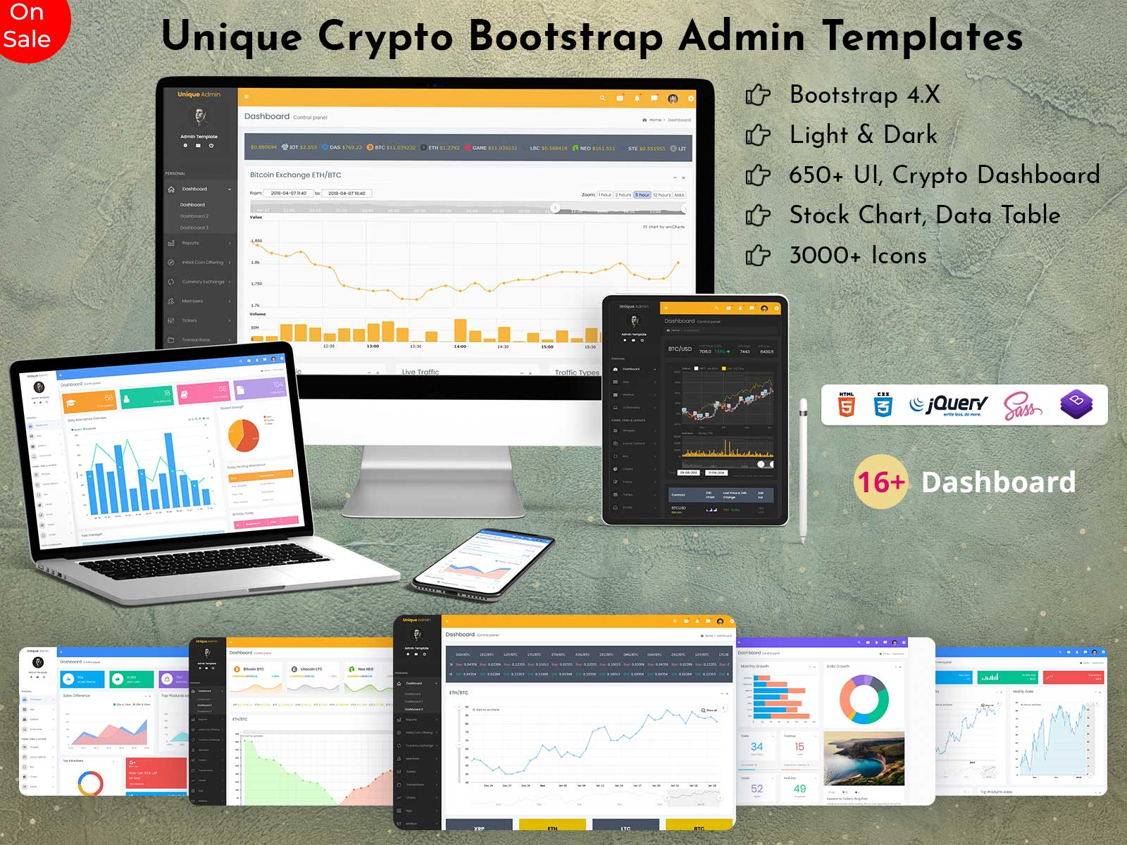 Cryptocurrency Dashboard Admin Template With Stock Graph – Unique