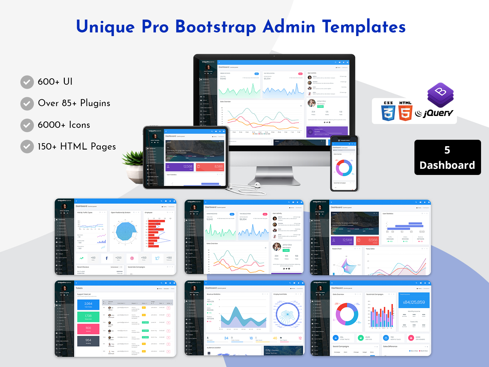 Unique Pro – Responsive Admin Dashboard With Bootstrap UI Kit