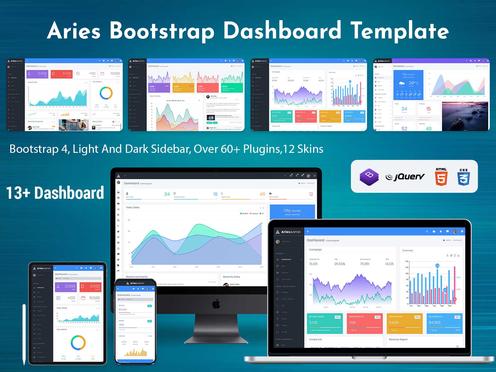 Aries – Bootstrap Admin Template With Dashboard Design