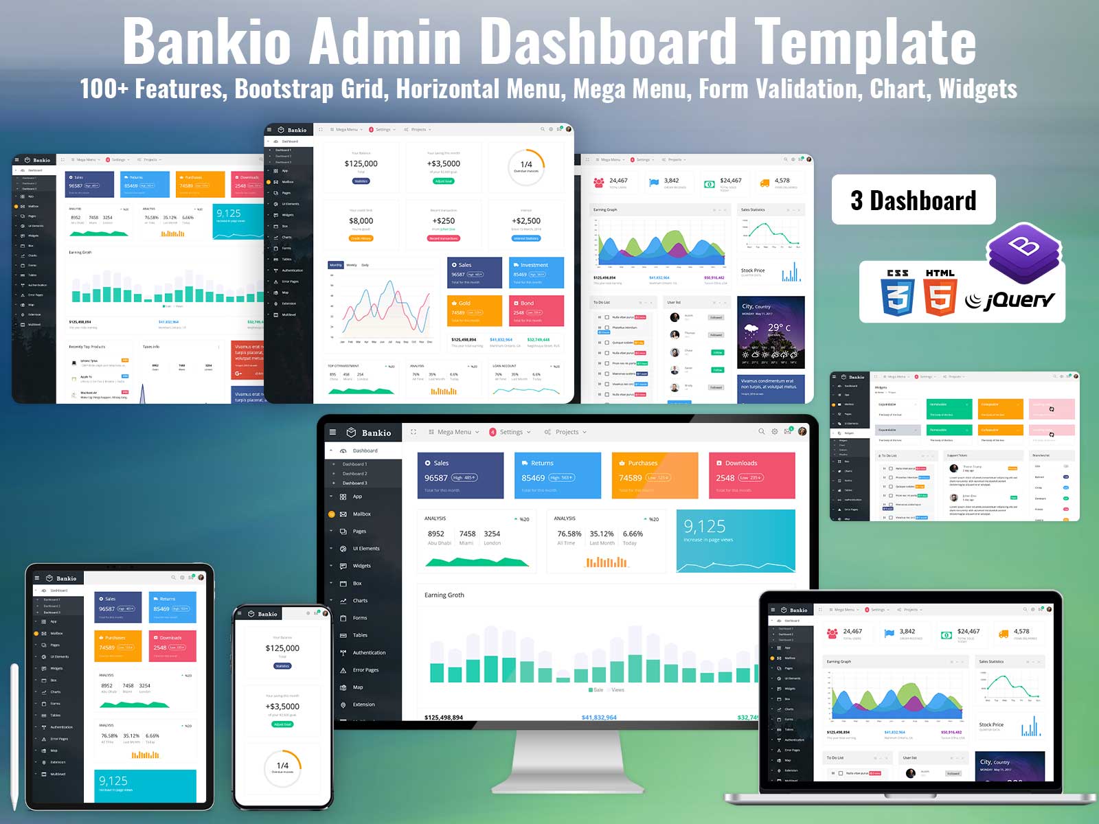 Responsive Admin Dashboard With Bootstrap UI Kit – Bankio