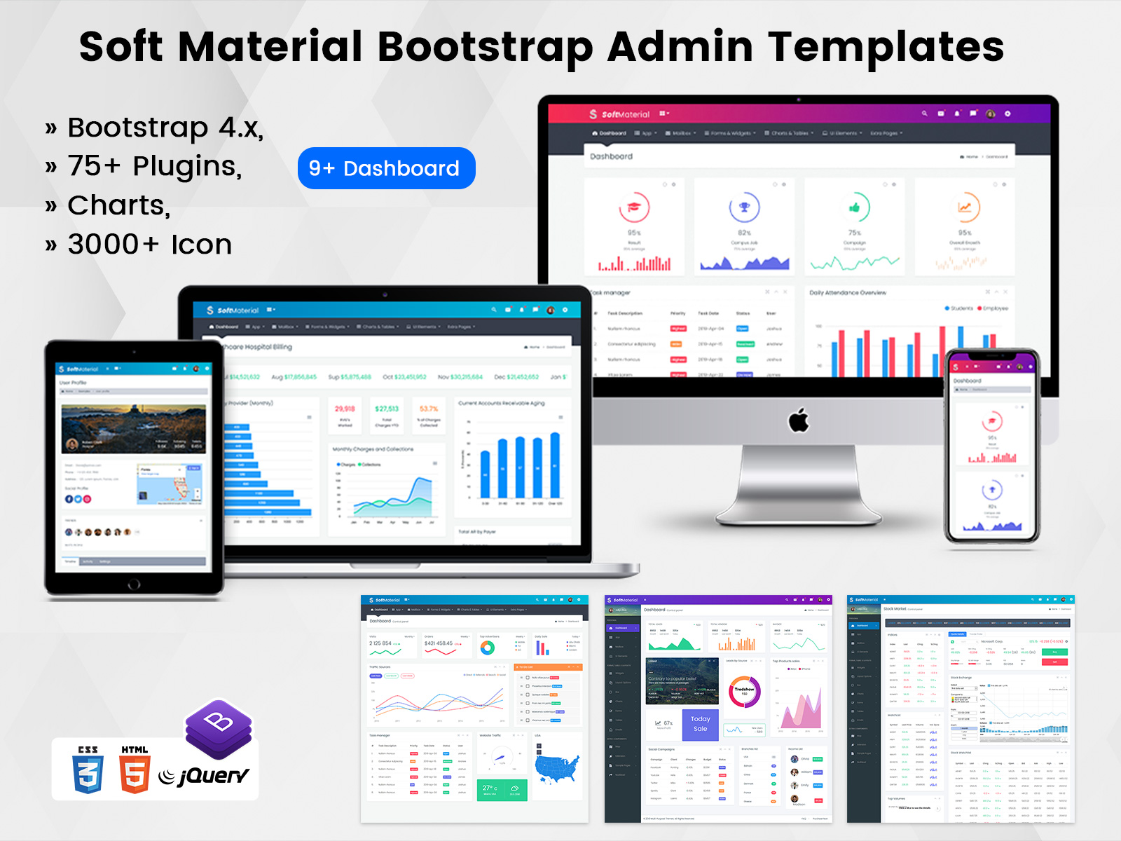 Soft Material – Admin Panel Dashboard With Bootstrap Templates