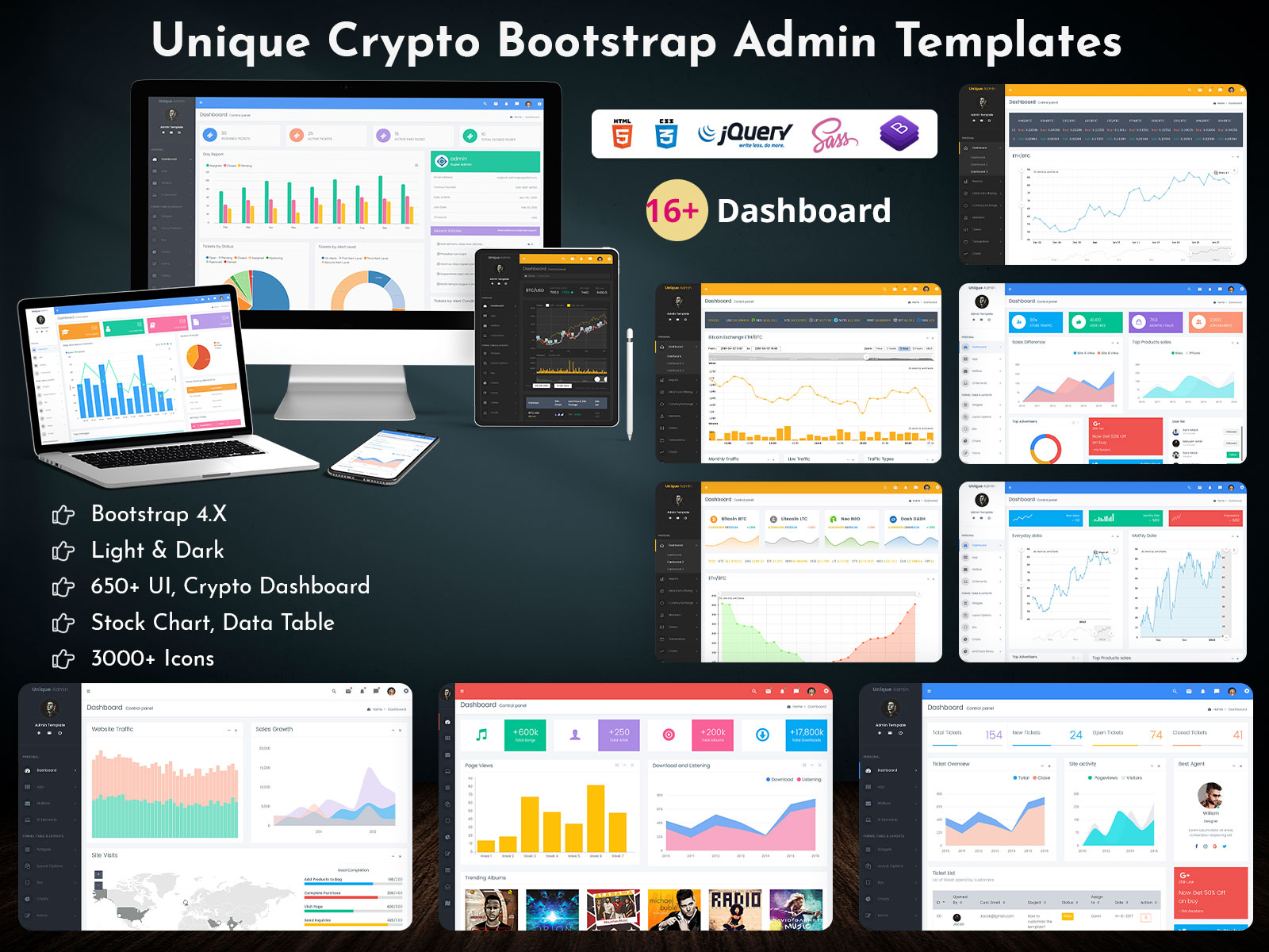 Cryptocurrency Dashboard With ICO Admin Template – Unique