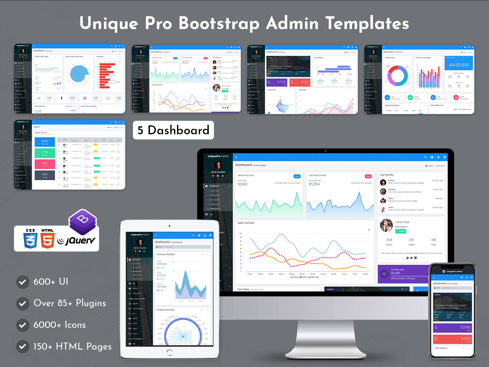 Unique Pro Bootstrap Admin Templates