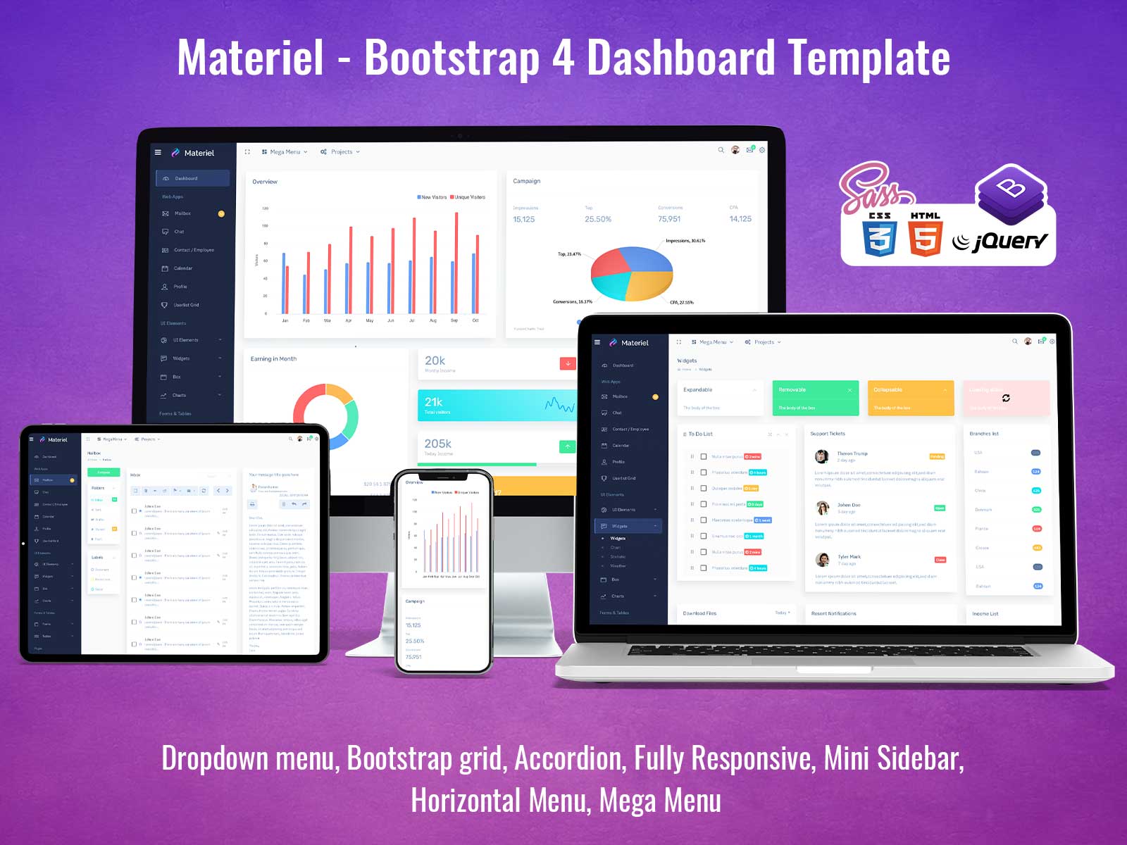 Bootstrap Admin Template With Dashboard UI Kit – Material