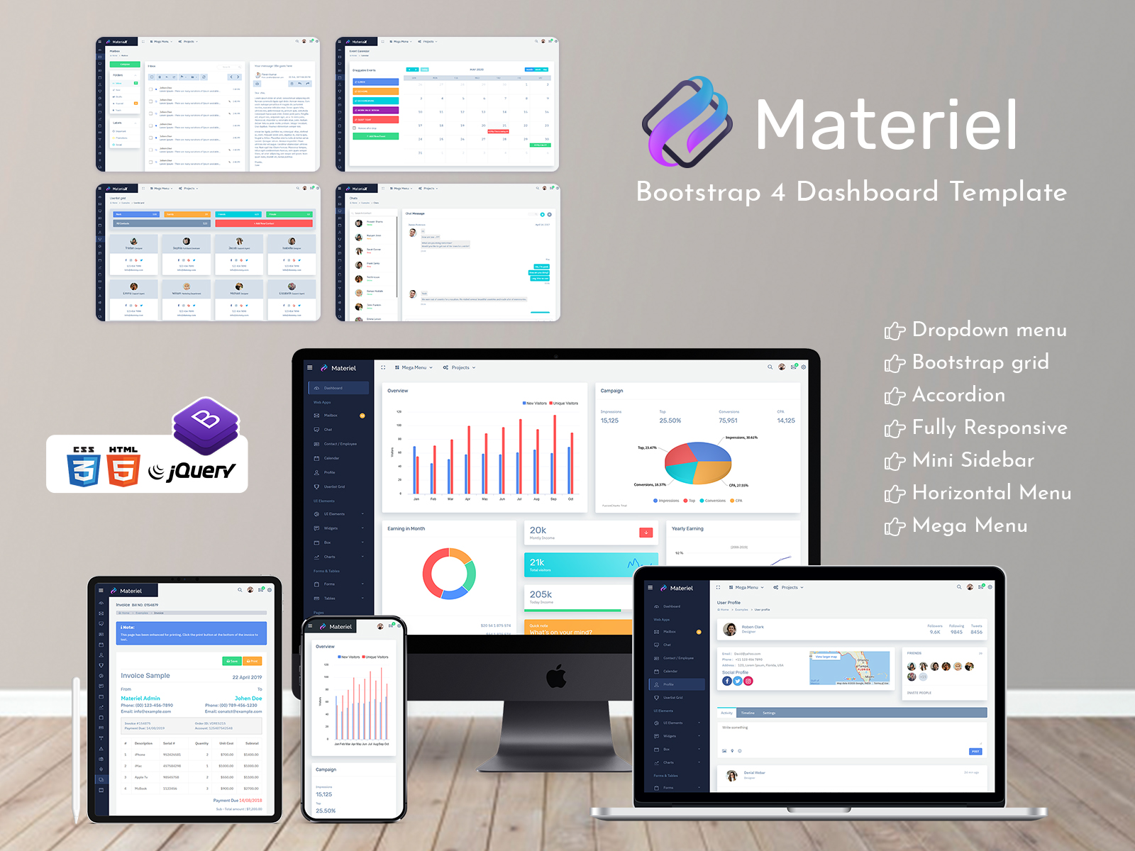 Materiel – Bootstrap 4 Dashboard Template