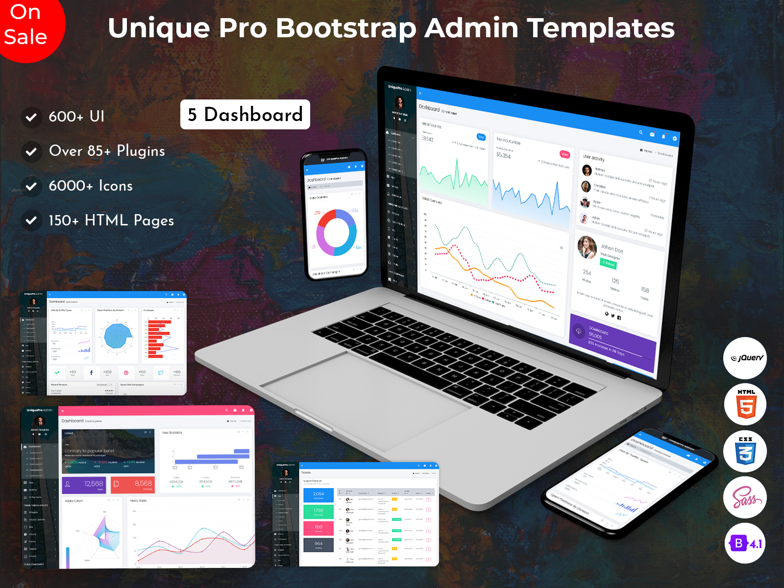 Unique Pro – Responsive Web Application Kit With Admin Panel