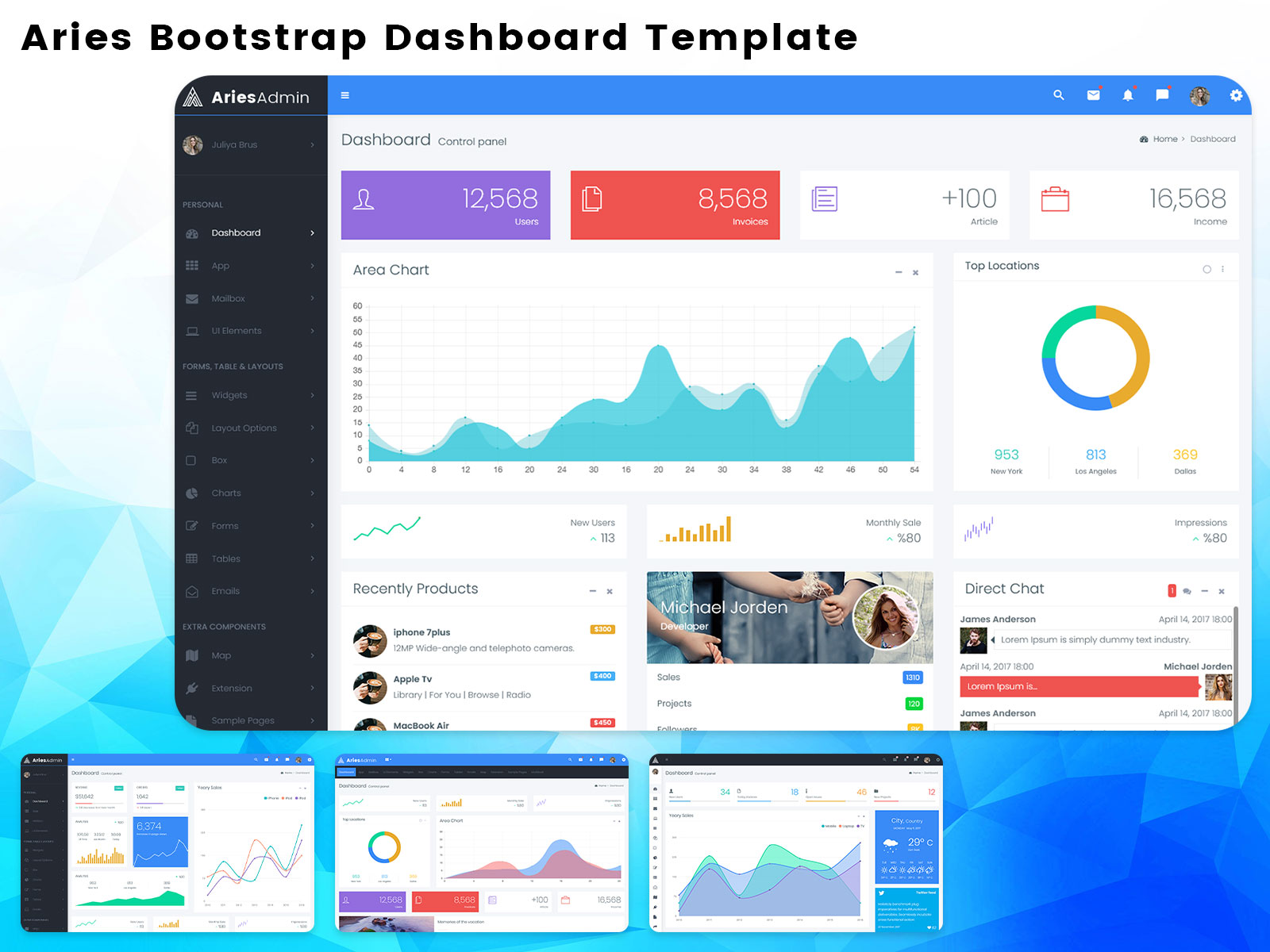 Aries – Responsive Admin Dashboard Templates With Dashboard UI Kit