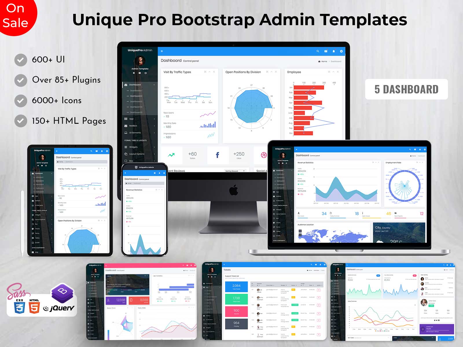 Unique Pro – Fully Responsive Admin Dashboard Templates Bootstrap 4