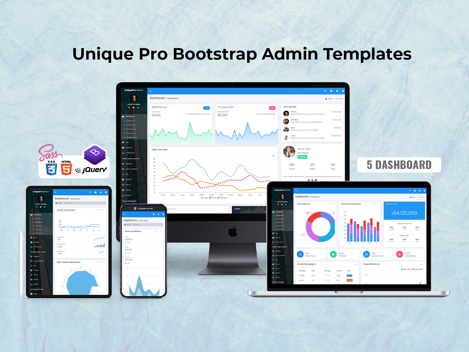 Unique Pro Bootstrap Admin Templates