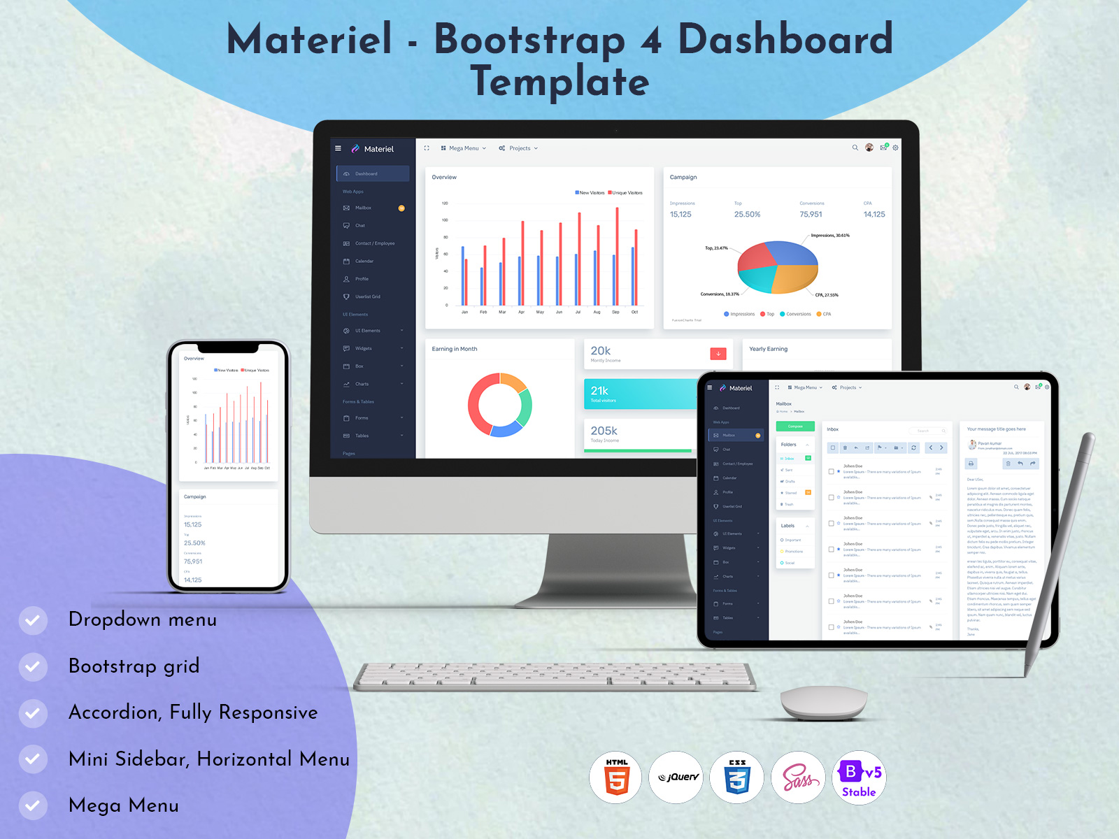 Materiel—Bootstrap 4 Dashboard Template